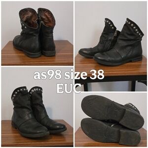 AS98 Black Leather Ankle Boots EU38